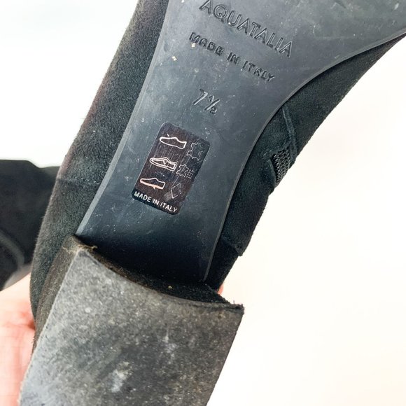 Aquatalia Phiona black suede buckle pointy boot 7.5 - Picture 9 of 10